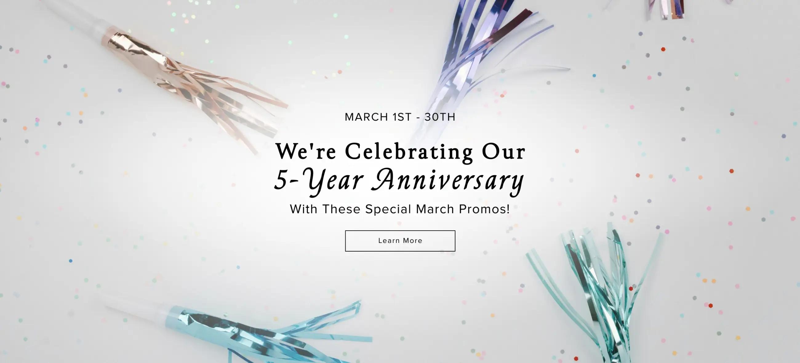 5-year anniversary celebration desktop banner