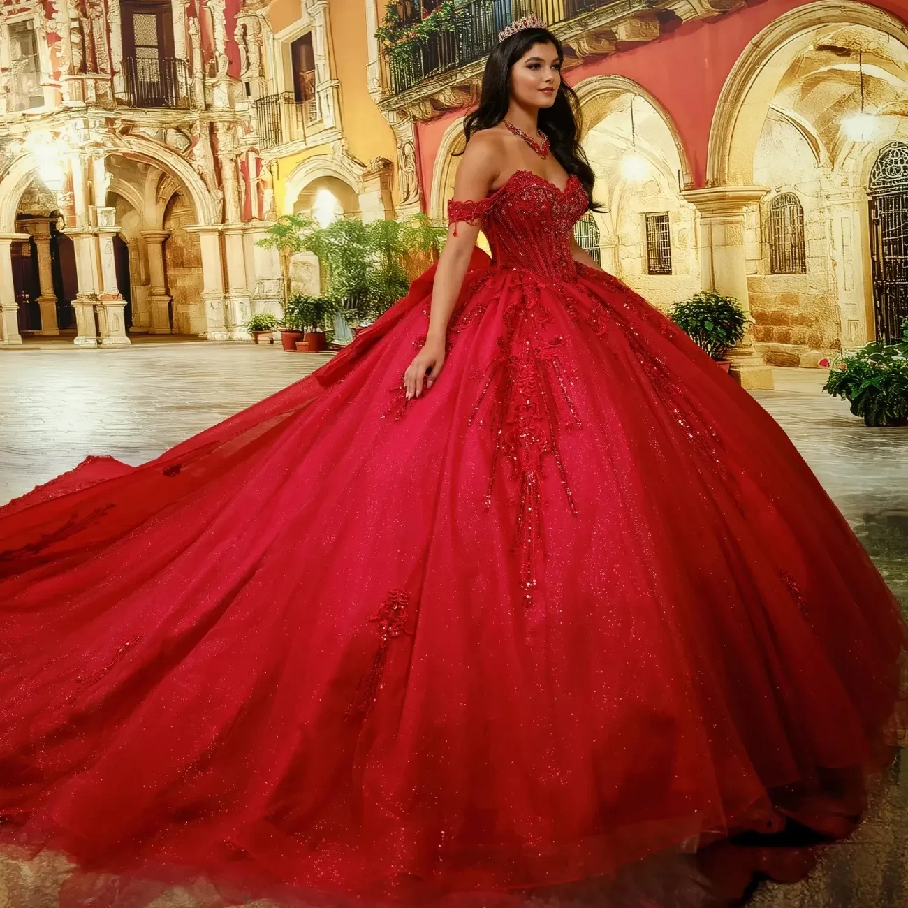 Photo of model wearing Quinceanera dress