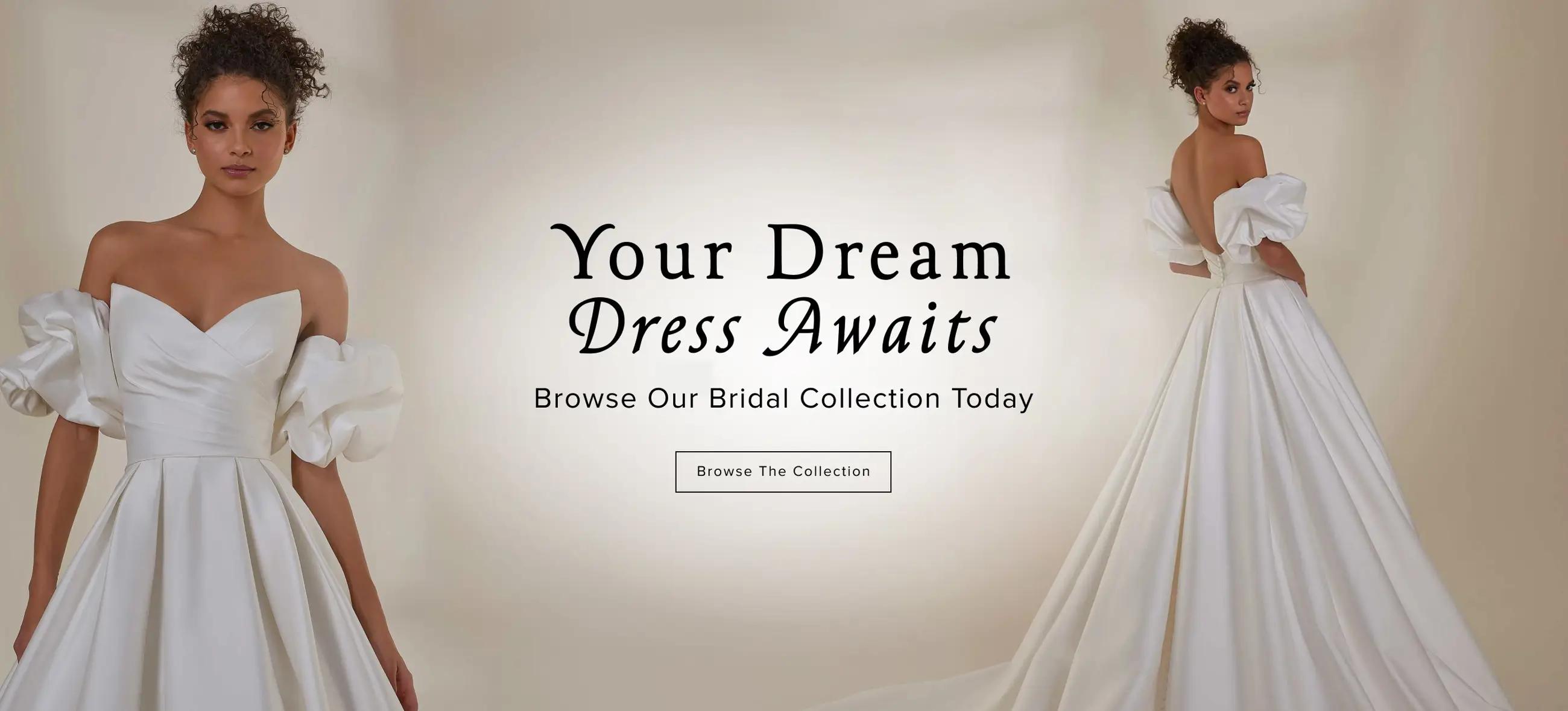 Your dream dress awaits, browse bridal banner.